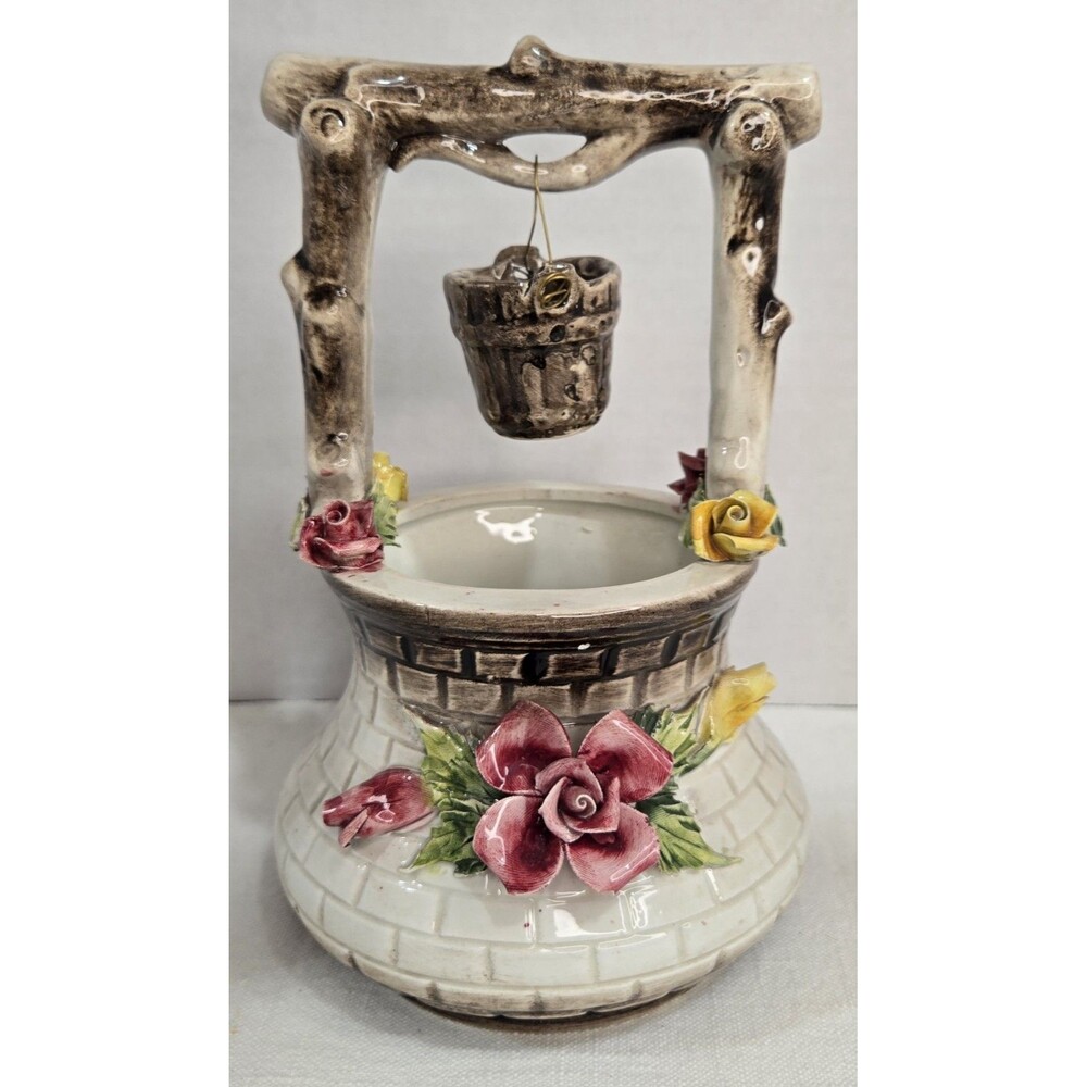 Vintage 8 1/4”CAPODIMONTE Wishing Well Marked